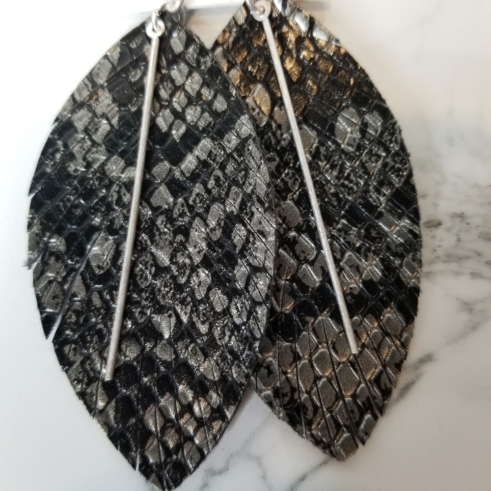 2 for 20 or 3 for 28 Hematite Snakeskin Earrings